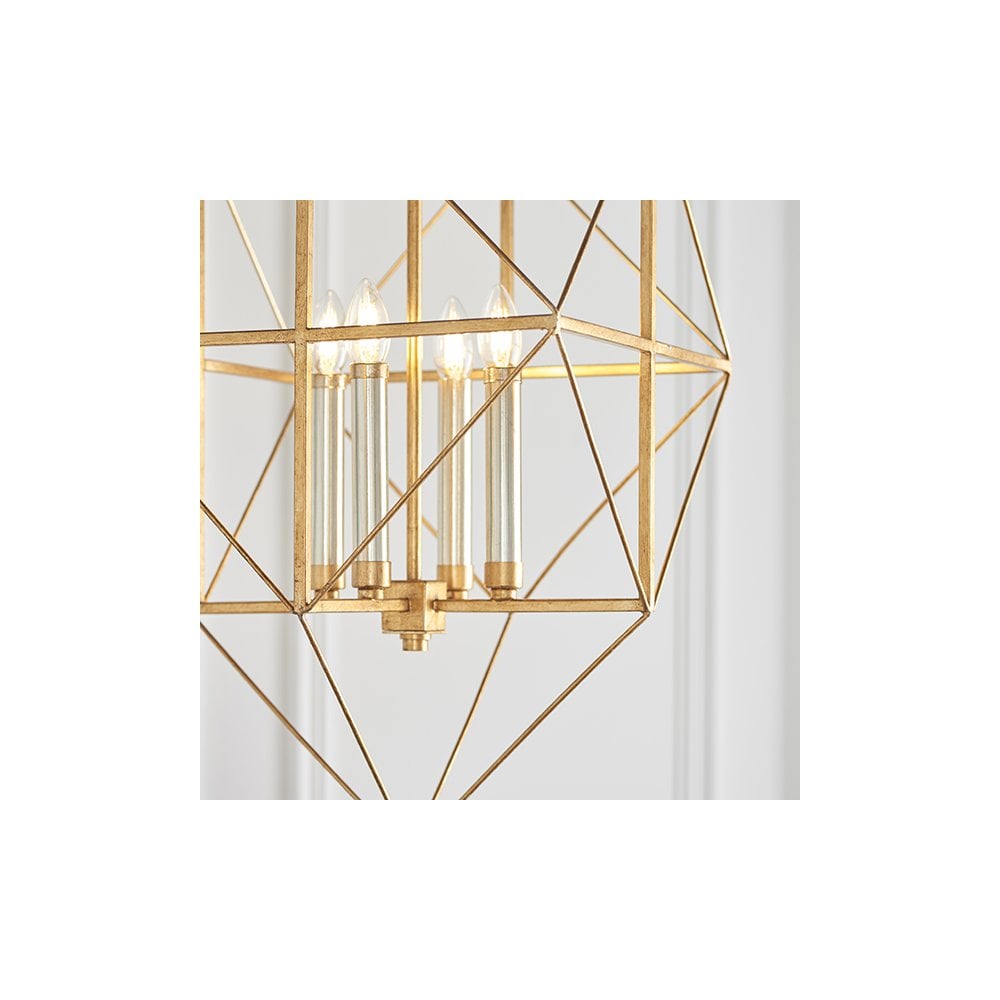 80228 4 Light Pendant Antique Gold & Silver Leaf