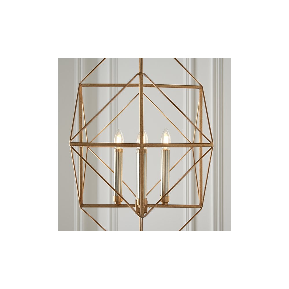 80228 4 Light Pendant Antique Gold & Silver Leaf