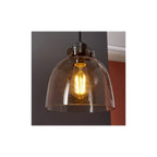80954 1 Light Pendant Smokey Grey Tinted Glass & Black Chrome Plate
