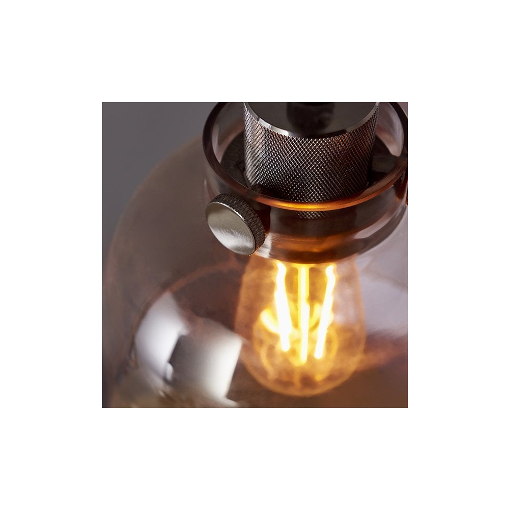 80954 1 Light Pendant Smokey Grey Tinted Glass & Black Chrome Plate