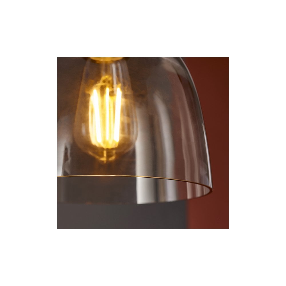 80954 1 Light Pendant Smokey Grey Tinted Glass & Black Chrome Plate