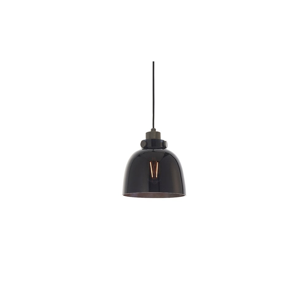80955 1 Light Pendant Black Tinted Glass & Black Chrome Plate
