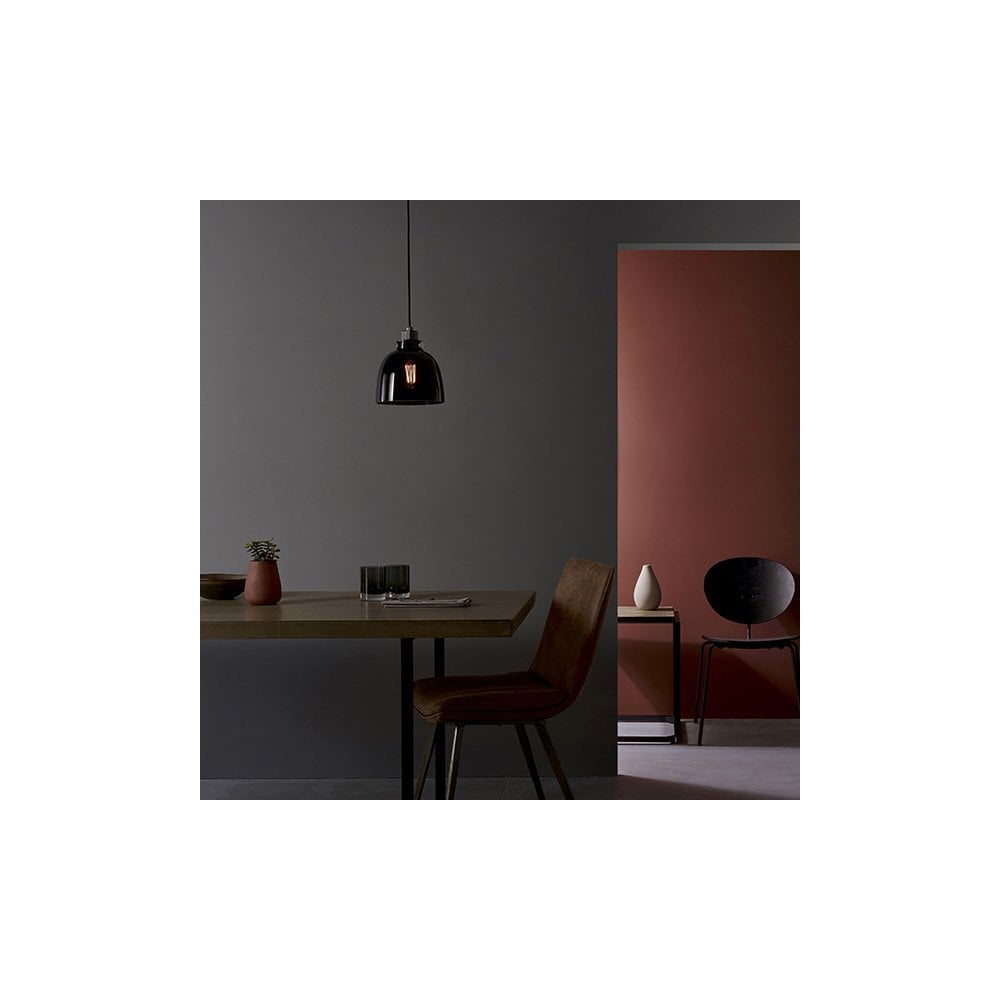 80955 1 Light Pendant Black Tinted Glass & Black Chrome Plate