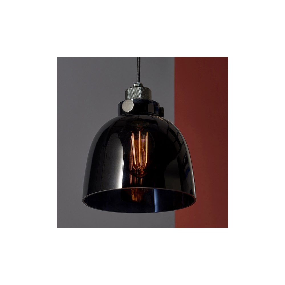 80955 1 Light Pendant Black Tinted Glass & Black Chrome Plate