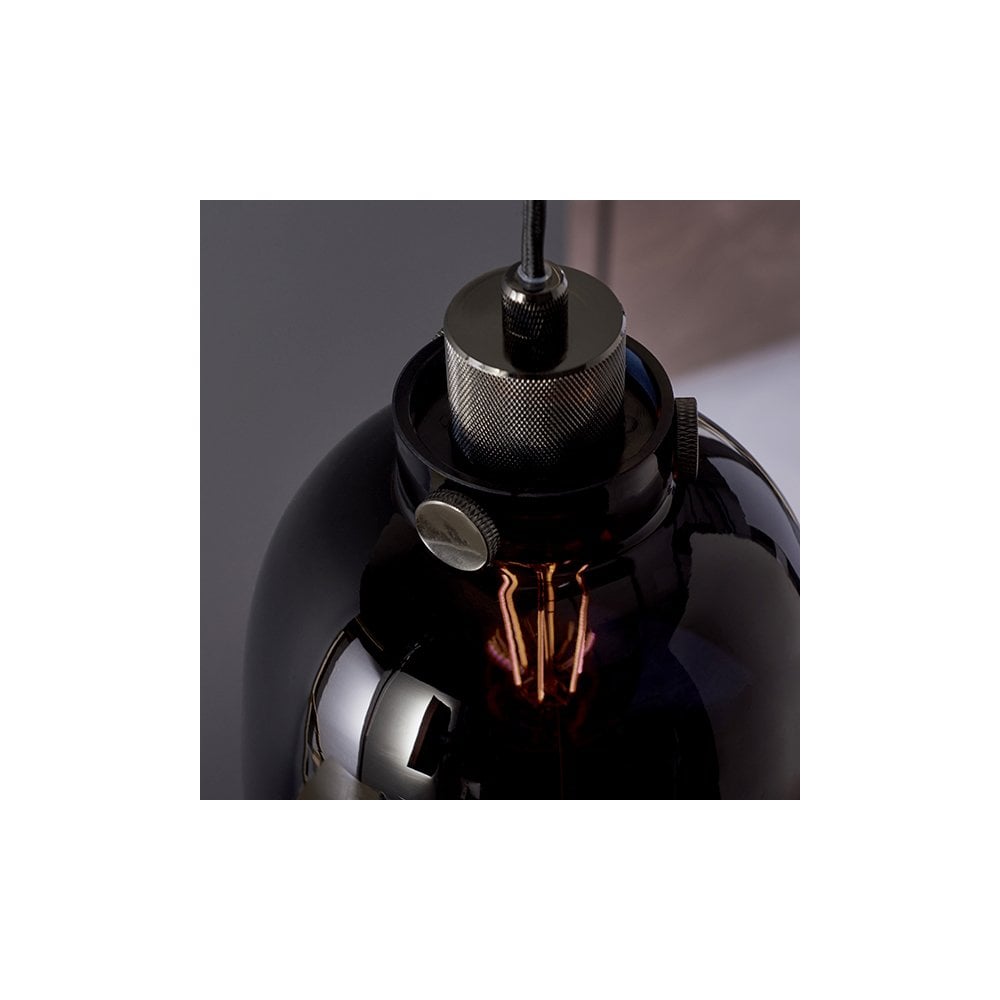 80955 1 Light Pendant Black Tinted Glass & Black Chrome Plate