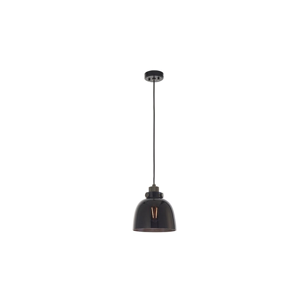 80955 1 Light Pendant Black Tinted Glass & Black Chrome Plate