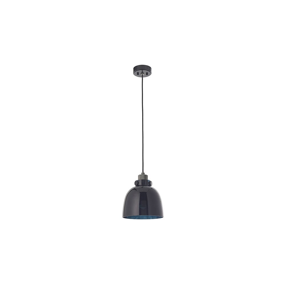 80955 1 Light Pendant Black Tinted Glass & Black Chrome Plate