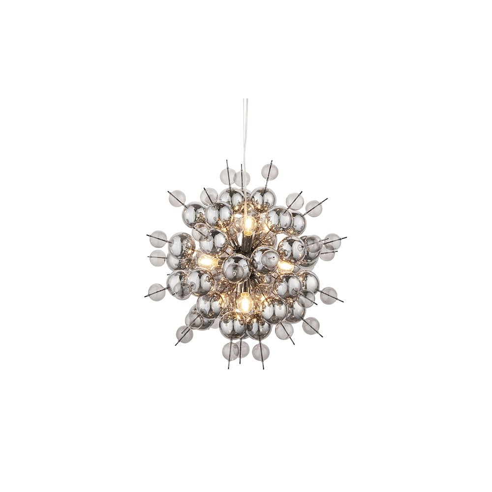 81583 9 Light Pendant Black Chrome Plate With Smoked Mirror & Tinted Glass