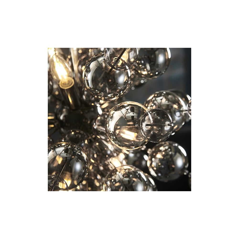 81583 9 Light Pendant Black Chrome Plate With Smoked Mirror & Tinted Glass
