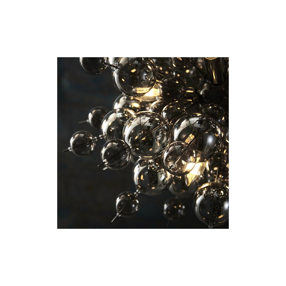 81583 9 Light Pendant Black Chrome Plate With Smoked Mirror & Tinted Glass