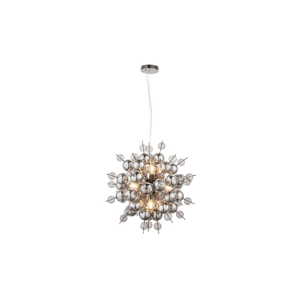 81583 9 Light Pendant Black Chrome Plate With Smoked Mirror & Tinted Glass