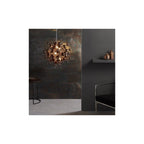 81584 9 Light Pendant Copper Plate With Copper Mirror & Tinted Glass