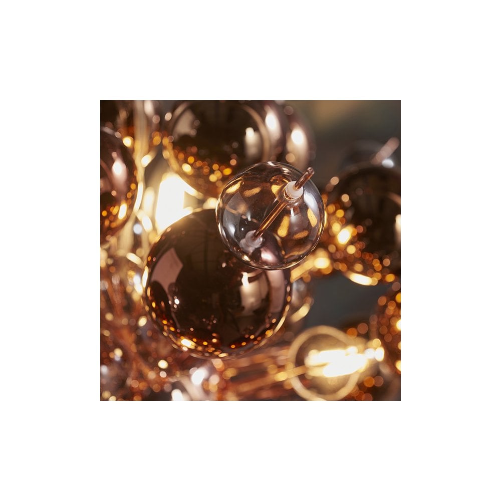 81584 9 Light Pendant Copper Plate With Copper Mirror & Tinted Glass