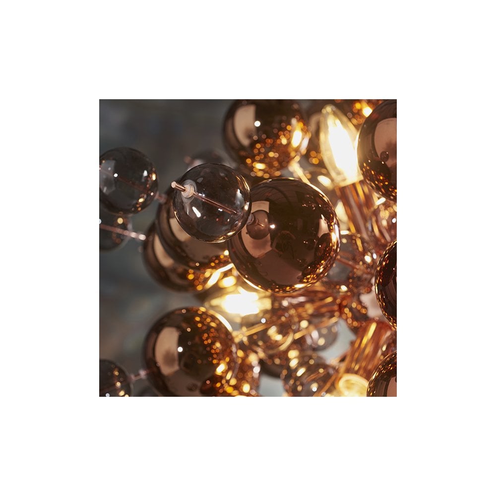 81584 9 Light Pendant Copper Plate With Copper Mirror & Tinted Glass
