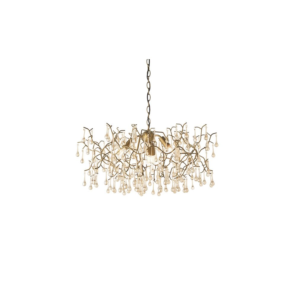 81675 4 Light Pendant Aged Gold Paint & Champagne Lustre Glass
