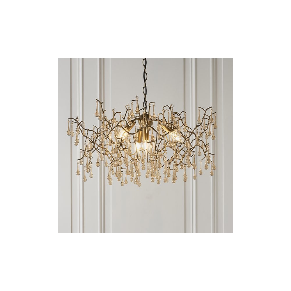81675 4 Light Pendant Aged Gold Paint & Champagne Lustre Glass