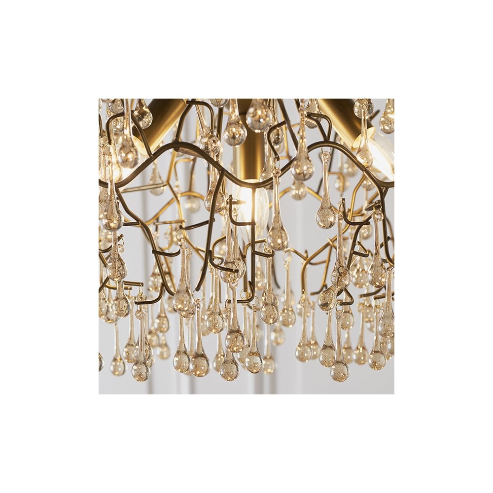 81675 4 Light Pendant Aged Gold Paint & Champagne Lustre Glass
