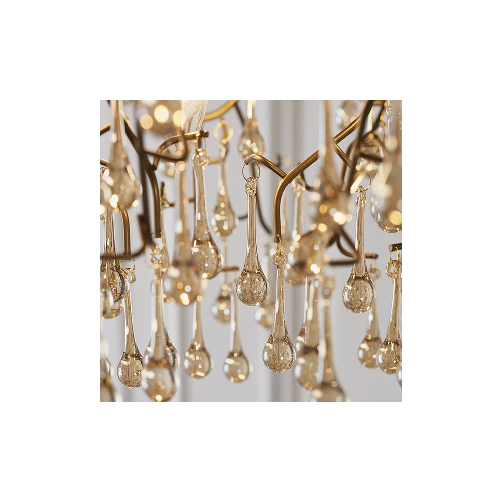 81675 4 Light Pendant Aged Gold Paint & Champagne Lustre Glass