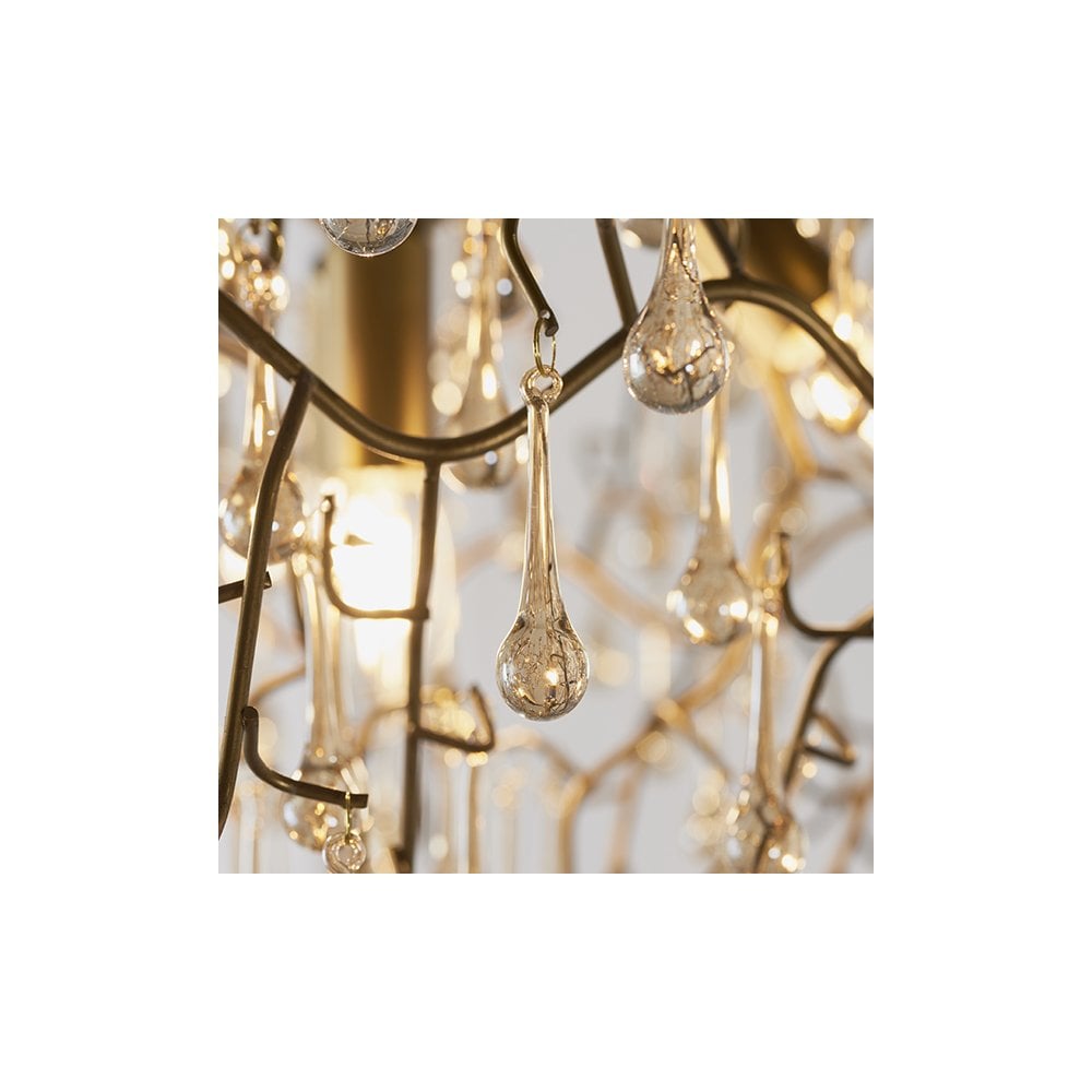 81675 4 Light Pendant Aged Gold Paint & Champagne Lustre Glass
