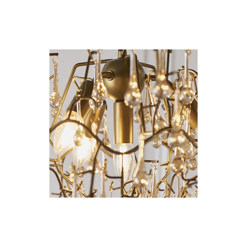 81675 4 Light Pendant Aged Gold Paint & Champagne Lustre Glass