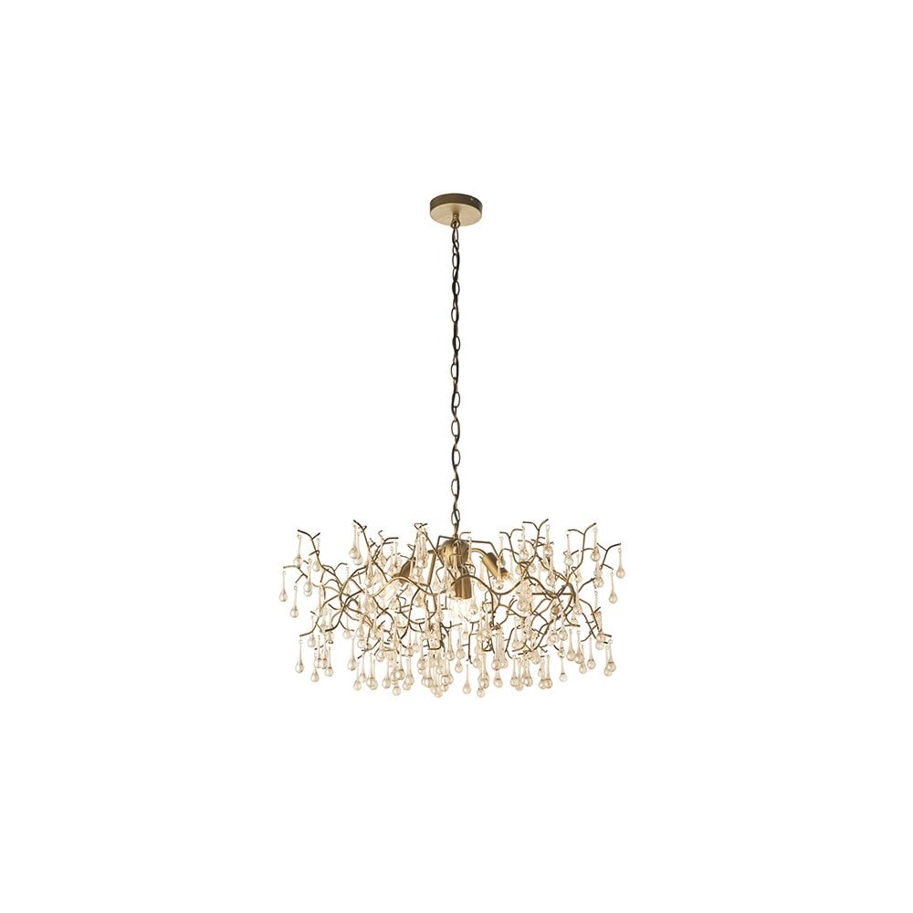 81675 4 Light Pendant Aged Gold Paint & Champagne Lustre Glass