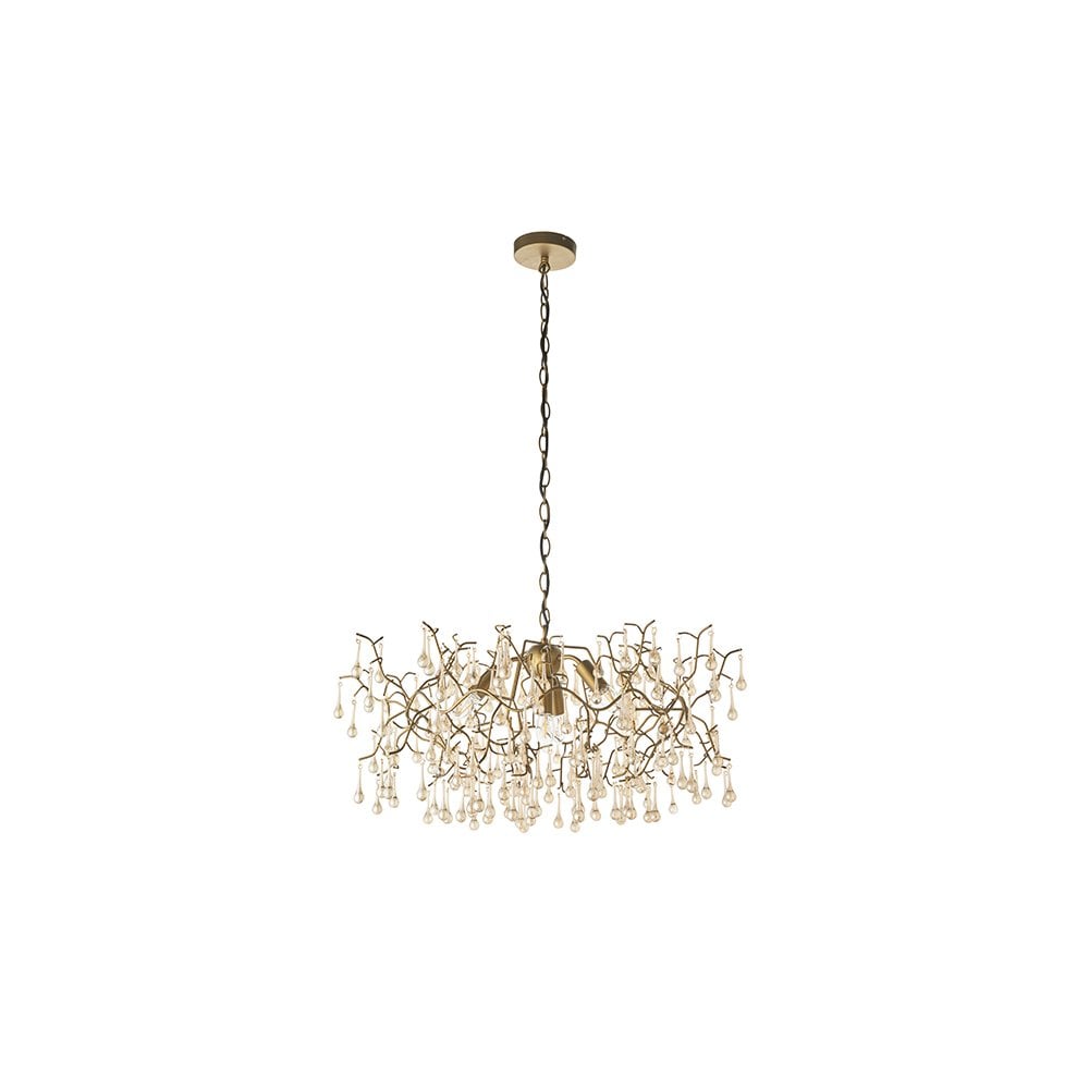 81675 4 Light Pendant Aged Gold Paint & Champagne Lustre Glass