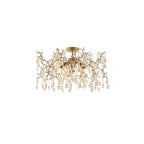 81696 3 Light Semi Flush Ceiling Light Aged Gold Paint & Champagne Lustre Glass