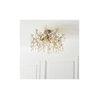 81696 3 Light Semi Flush Ceiling Light Aged Gold Paint & Champagne Lustre Glass