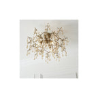 81696 3 Light Semi Flush Ceiling Light Aged Gold Paint & Champagne Lustre Glass