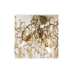 81696 3 Light Semi Flush Ceiling Light Aged Gold Paint & Champagne Lustre Glass