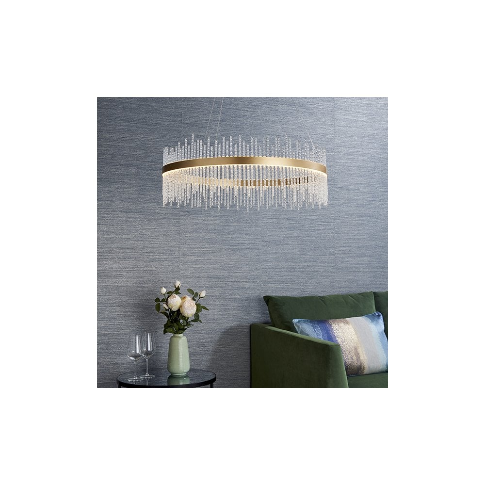 81908 LED Pendant Brushed Gold Plated Finish & Clear Glass
