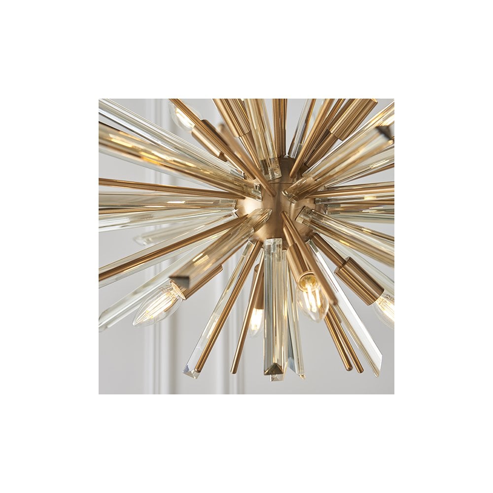 81935 8 Light Pendant Antique Brass Plate With Champagne Glass