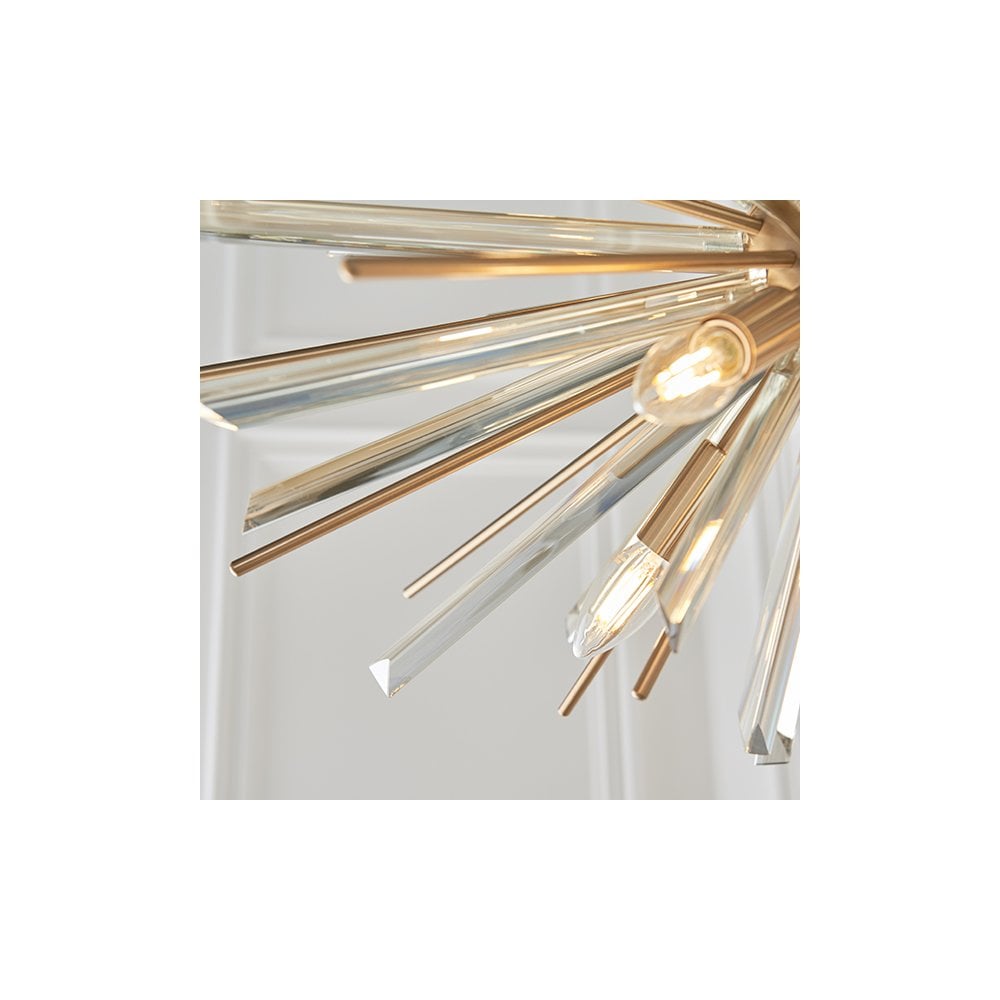 81935 8 Light Pendant Antique Brass Plate With Champagne Glass