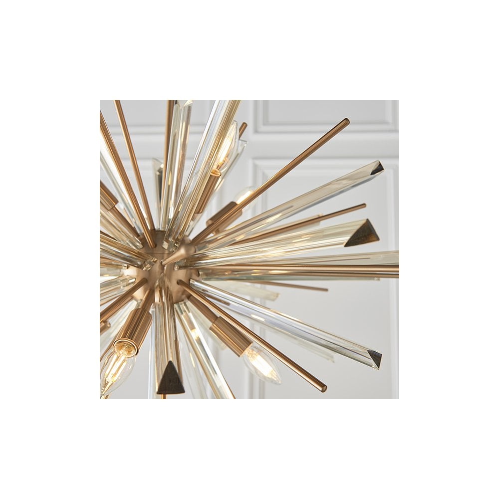 81935 8 Light Pendant Antique Brass Plate With Champagne Glass
