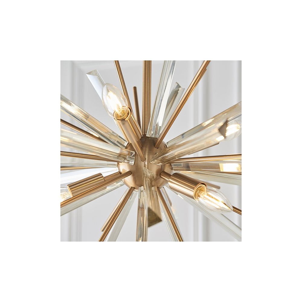 81936 6 Light Pendant Antique Brass Plate With Champagne Glass