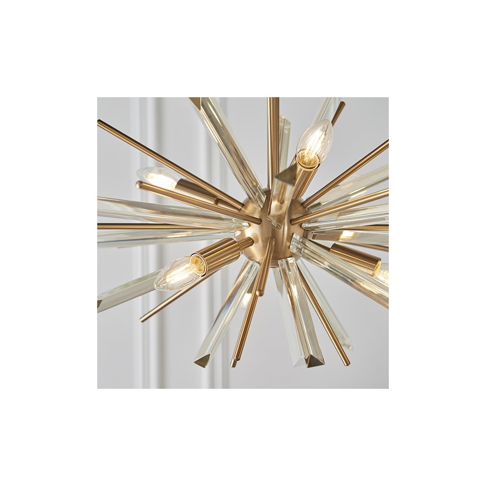 81936 6 Light Pendant Antique Brass Plate With Champagne Glass