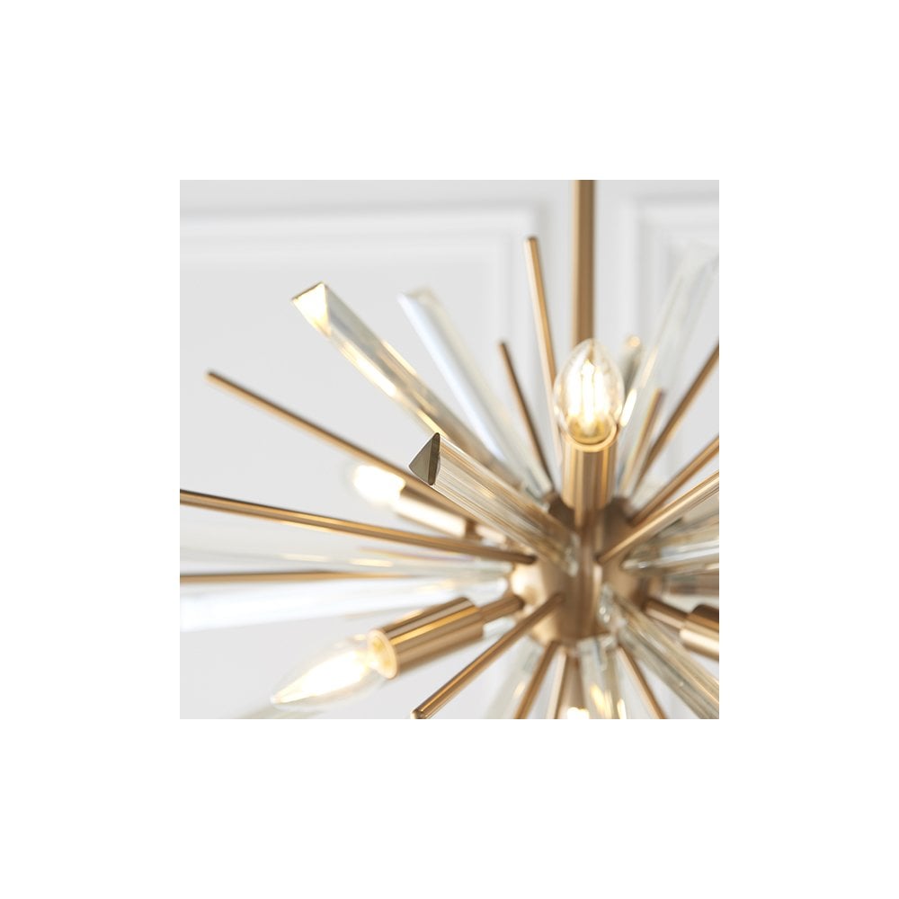 81936 6 Light Pendant Antique Brass Plate With Champagne Glass