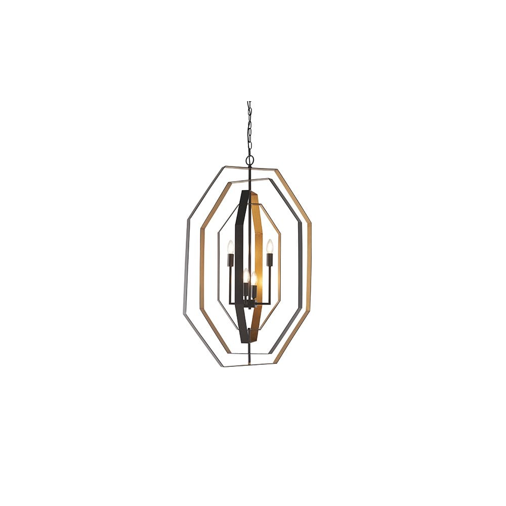 81995 4 Light Pendant Aged Bronze Effect & Antique Gold Paint