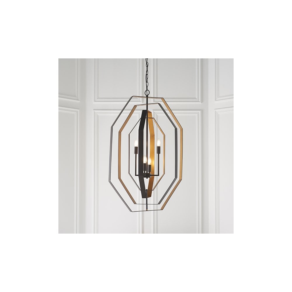 81995 4 Light Pendant Aged Bronze Effect & Antique Gold Paint