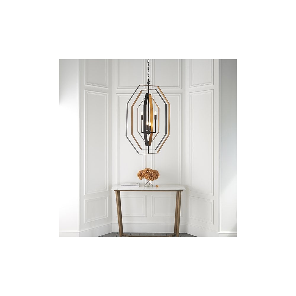 81995 4 Light Pendant Aged Bronze Effect & Antique Gold Paint