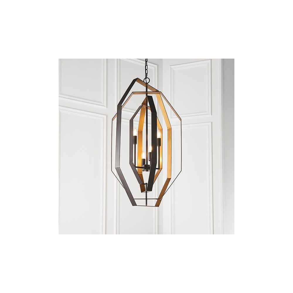 81995 4 Light Pendant Aged Bronze Effect & Antique Gold Paint