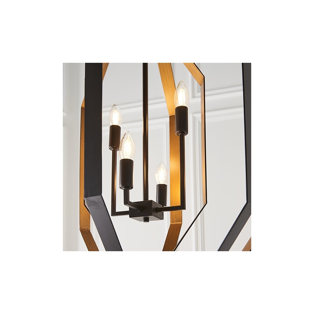 81995 4 Light Pendant Aged Bronze Effect & Antique Gold Paint