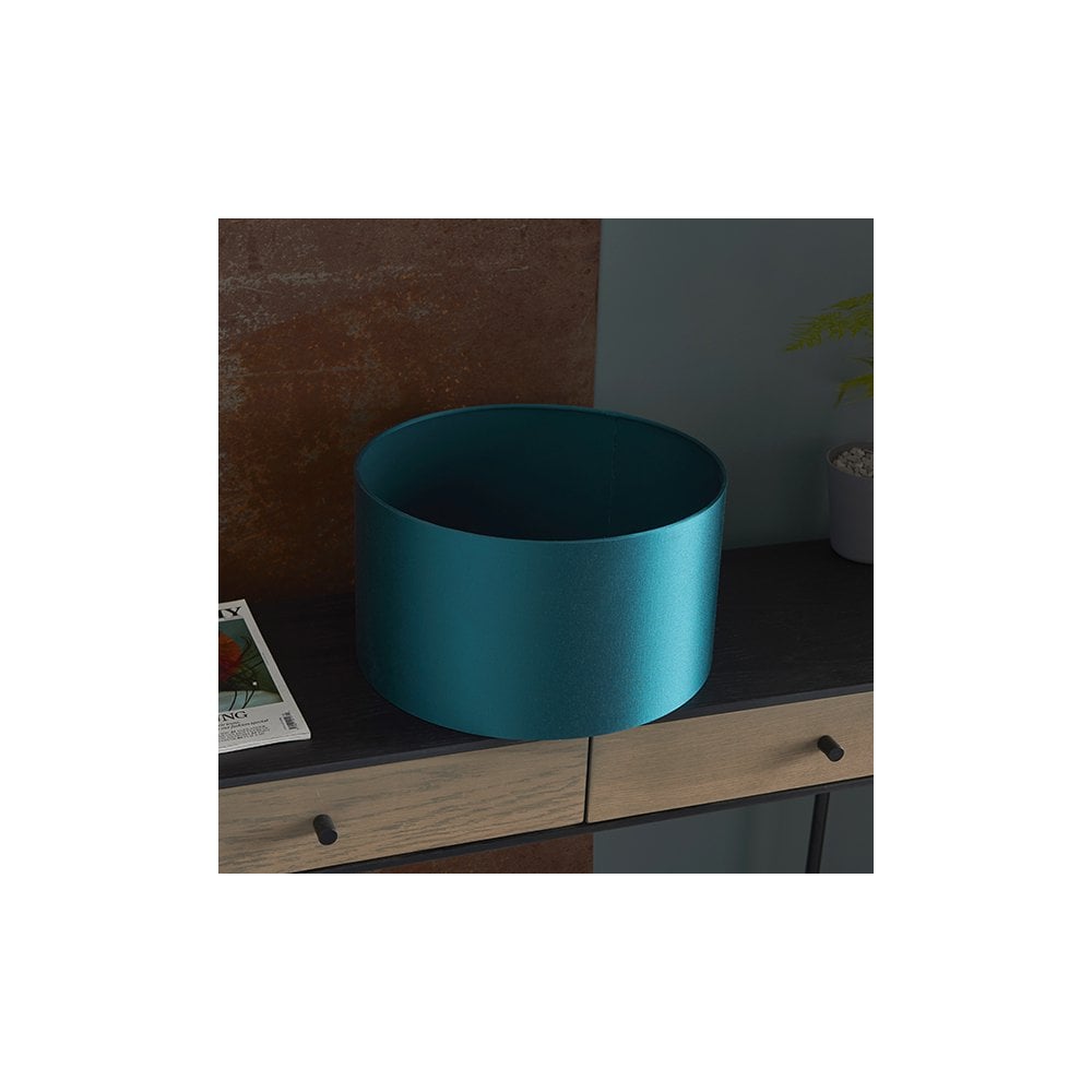 82137 Shade Teal Satin Fabric & Matt Antique Brass Plate