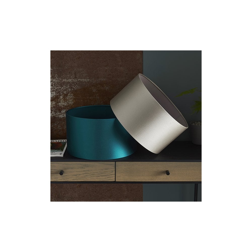 82137 Shade Teal Satin Fabric & Matt Antique Brass Plate