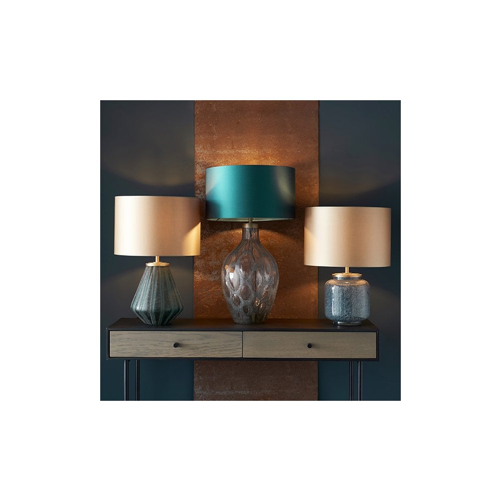 91148 1 Light Table Lamp Charcoal Artisan Glass & Matt Antique Brass Plate Base Only