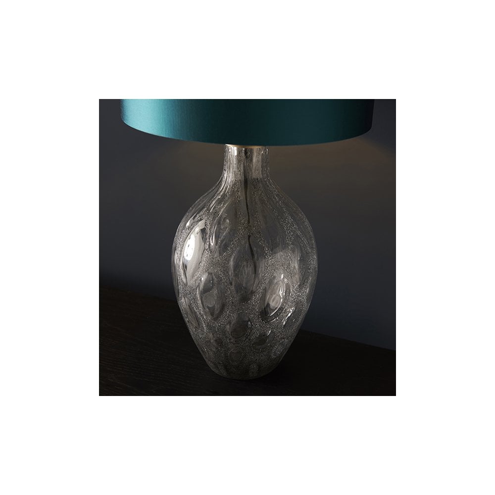 91148 1 Light Table Lamp Charcoal Artisan Glass & Matt Antique Brass Plate Base Only