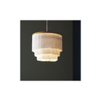 91551 1 Light Pendant Matt Gold Paint & White Tassels
