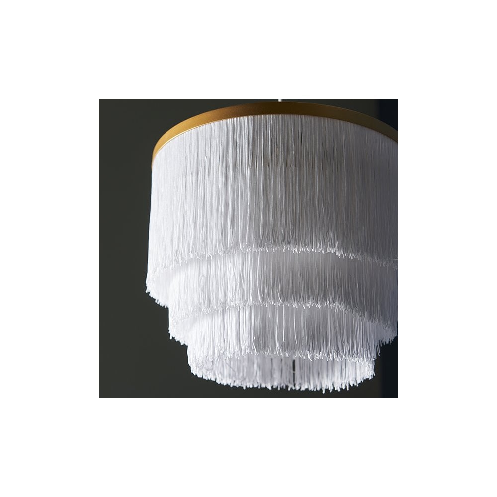91551 1 Light Pendant Matt Gold Paint & White Tassels