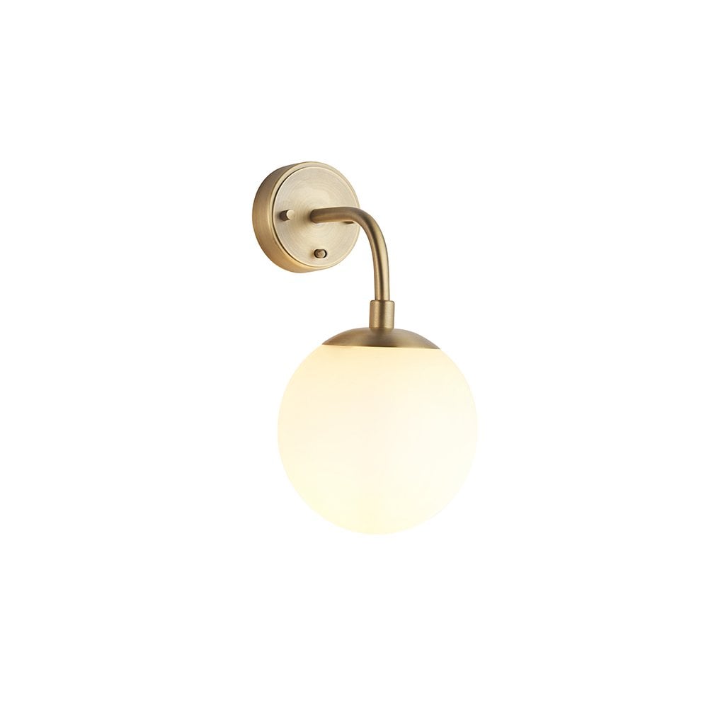 91892 1 Light Wall Light Matt Antique Brass Plate & Opal Glass (S)