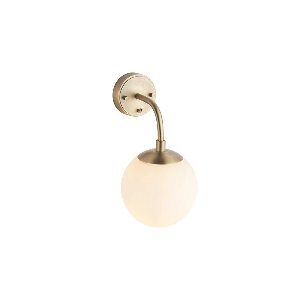 91892 1 Light Wall Light Matt Antique Brass Plate & Opal Glass (S)